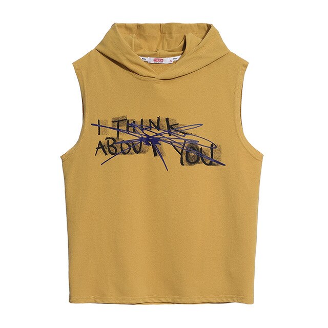 Streetwear Graffiti Hooded Tops Tees Shirts Summer Men Yellow Casual Loose Hip Hop Hoodie Clothing
