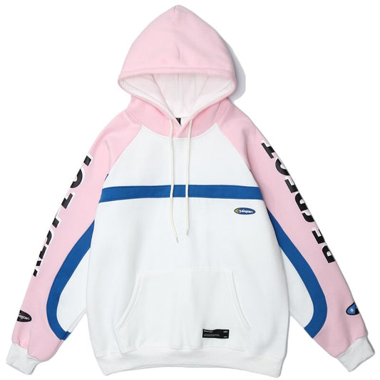 Hip Hop Patchwork Hoodie Sweatshirt Mens Harajuku Hoodie Streetwear HipHop Pullover Fleece Winter Autumn Pink Tops