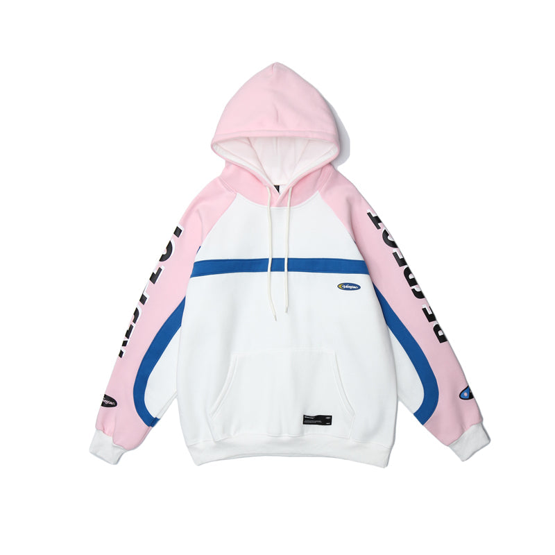 Hip Hop Patchwork Hoodie Sweatshirt Mens Harajuku Hoodie Streetwear HipHop Pullover Fleece Winter Autumn Pink Tops